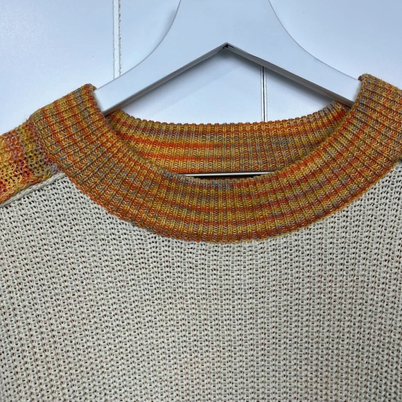 BDG Urban Outfitters Womens Knit Sweater Cream Orange. Red S/P Balloon Sleeves - Picture 3 of 14